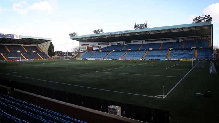 KILMARNOCK, SCOTLAND - FEBRUARY 17: A general view of the stadium's artificial pitch prior to the Scottish Ladbrokes Premiership match between Kilmarnock and Celtic at Rugby Park on February 17, 2019 in Kilmarnock, Scotland. (Photo by Ian MacNicol/Getty Images)             