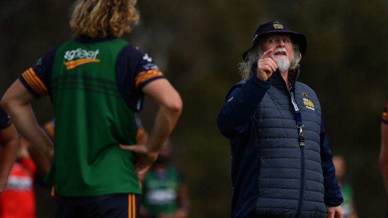 Brumbies Assistant coach Laurie Fisher in action during a Brumbies Super Rugby training session at Brumbies HQ on June 16, 2020 in Canberra, Australia
