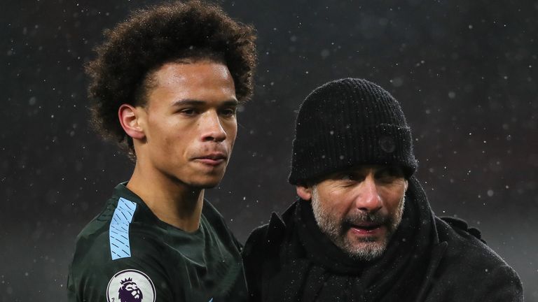 Leroy Sane and Pep Guardiola