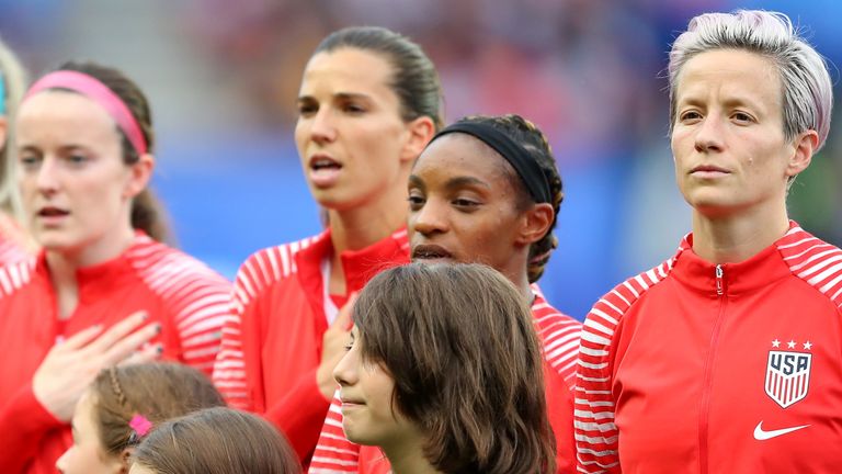 Megan Rapinoe during US national anthem