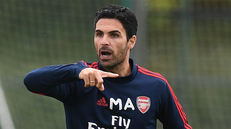 Arsenal Head Coach Mikel Arteta during a training session at London Colney