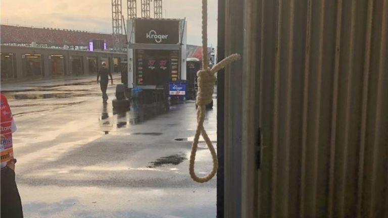 Nascar released an image of the garage pull rope formed as a noose from the Bubba Wallace garage