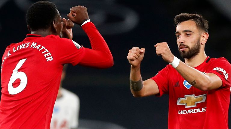 Paul Pogba and Bruno Fernandes impressed together in the Manchester United midfield against Tottenham