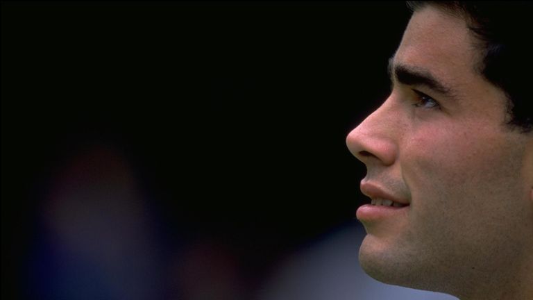 JUL 1993: A CLOSE-UP SIDE ON VIEW OF PETE SAMPRAS OF THE UNITED STATES TAKEN AT THE 1993 WIMBLEDON TENNIS CHAMPIONSHIPS HELD IN LONDON.