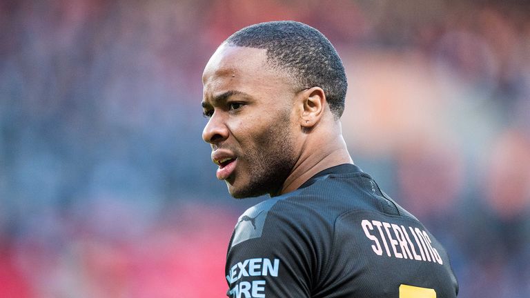 Raheem Sterling of Manchester City looks on during the Carabao Cup Final between Aston Villa and Manchester City at Wembley Stadium on March 1, 2020 in London, England.