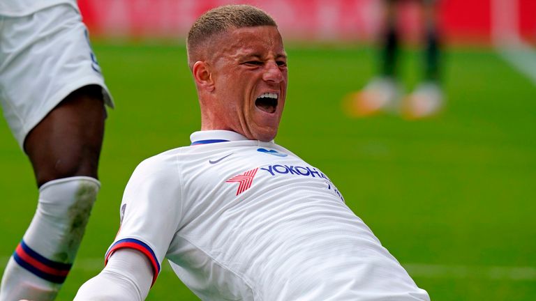 Ross Barkley celebrates scoring for Chelsea against Leicester