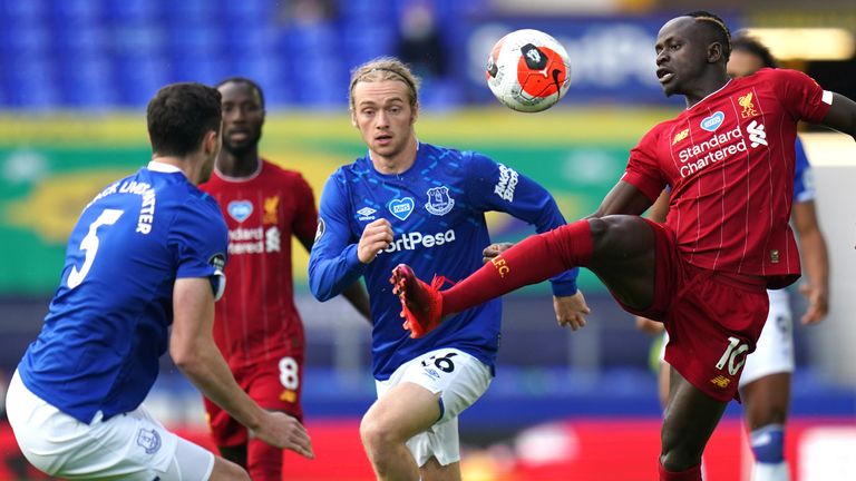 Sadio Mane in action during the Merseyside derby
