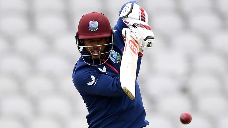 Shai Hope hit a half century on day one of the West Indies' intra-squad warm-up game at Old Trafford