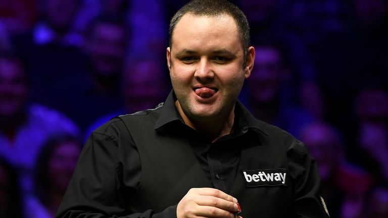 Stephen Maguire reacts during his match against Ding Junhui in the Final of the Betway UK Championship at The Barbican on December 08, 2019 in York, England. 