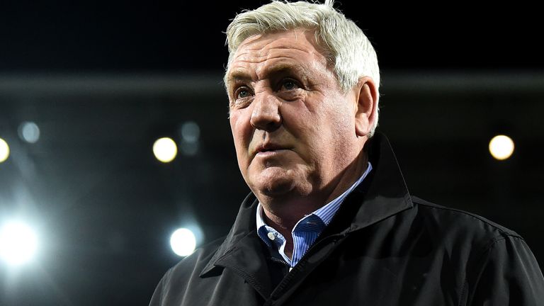 Newcastle United manager Steve Bruce on the pitch before the FA Cup fifth round match between West Bromwich Albion and Newcastle United on March 20, 2020 at The Hawthorne in West Bromwich. 