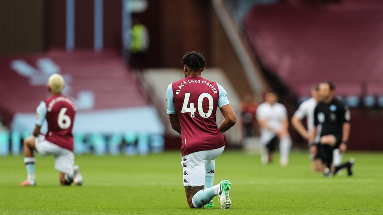 All 22 players and match officials took a knee for the first 10 seconds of the match