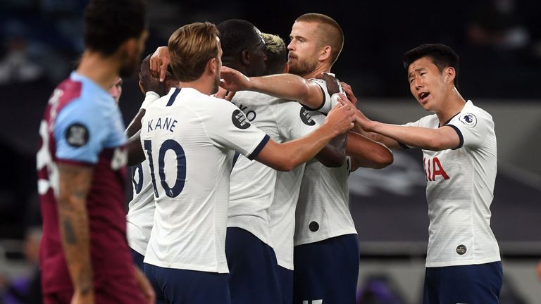 Tottenham celebrate a goal against West Ham
