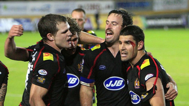 Wigan celebrate their narrow play-off win over Bradford in 2007