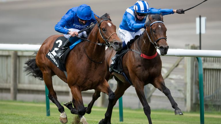 Boccaccio ridden by William Buick (left) wins the Betway Handicap at Newmarket Racecourse