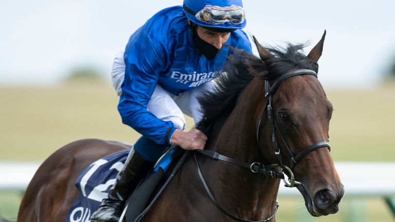 Pinatubo ridden by William Buick at Newmarket Racecourse.