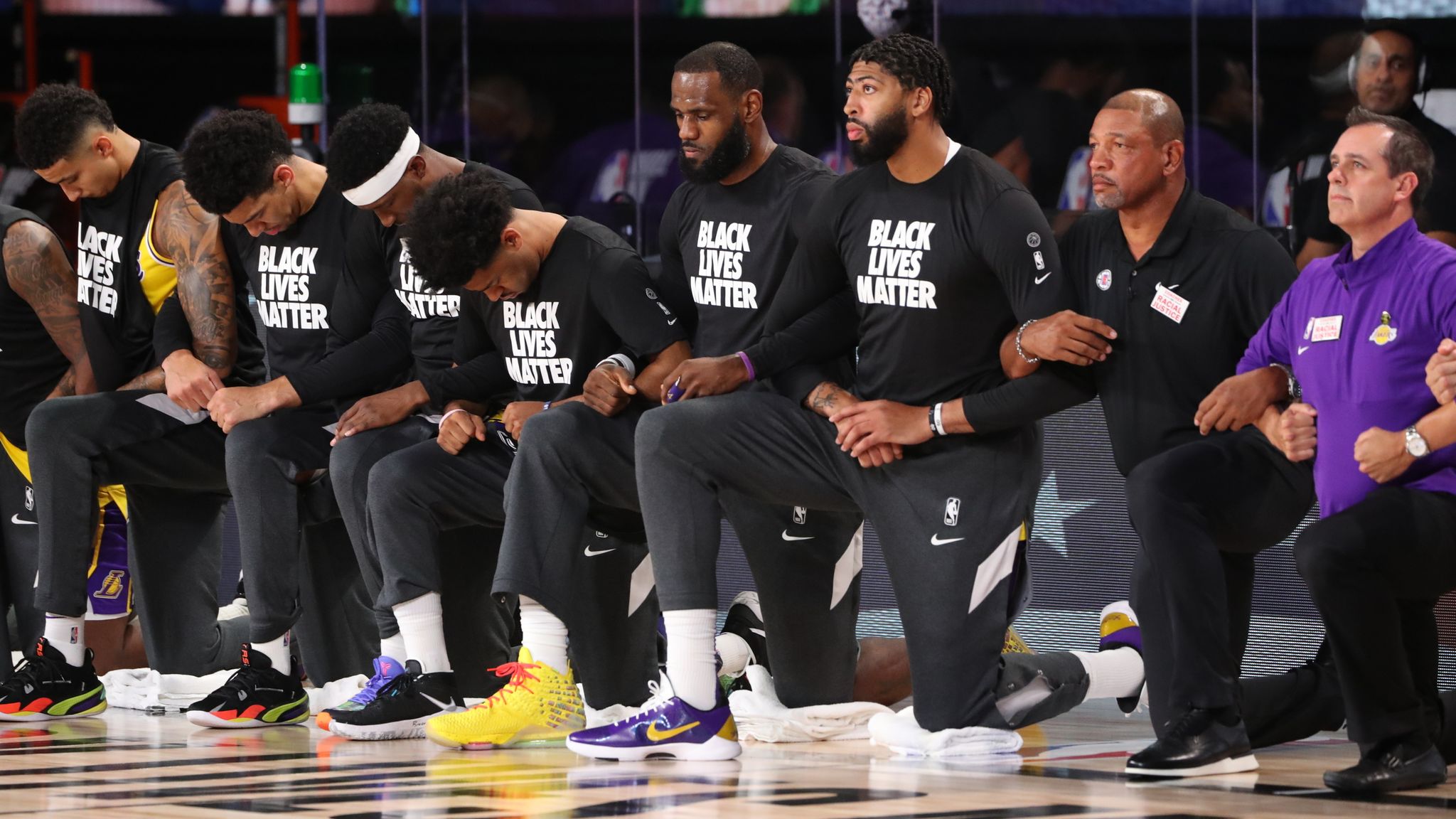 NBA players kneel during anthem in Black Lives Matter protest at restart NBA News Sky Sports