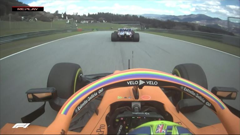 Lando Norris gained three places on an unbelievable final lap at the Styrian GP to finish fifth for McLaren, including overtaking BOTH Racing Points