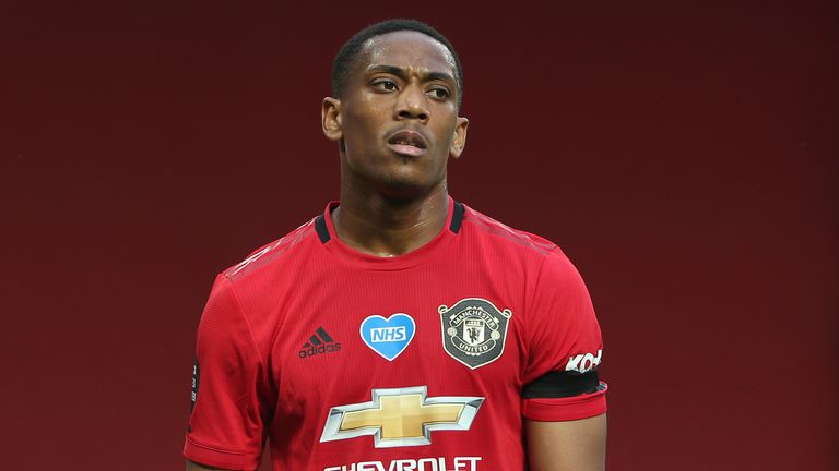 Manchester United's Anthony Martial cuts a dejected figure after the draw