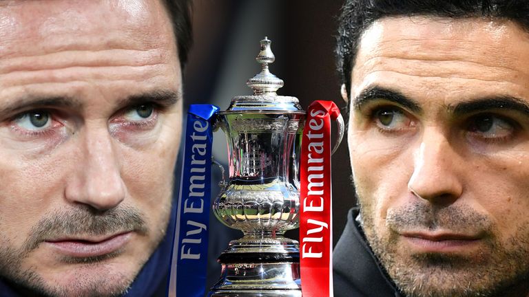Frank Lampard and Mikel Arteta face off when Chelsea and Arsenal meet in the FA Cup final on Saturday
