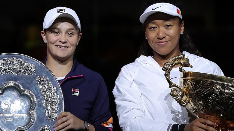 Ashleigh Barty played Naomi Osaka in the China Open final last year