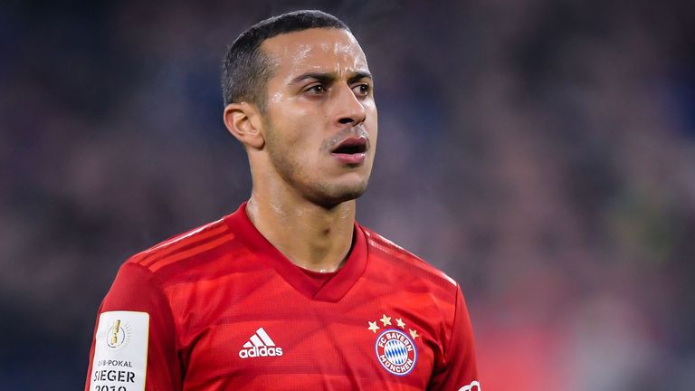 Bayern Munich's Thiago Alcantara during the German DFB Pokal quarter-final match vs FC Schalke 04 