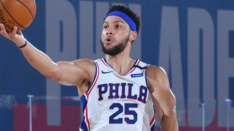 Ben Simmons rises to the rim to score against the Memphis Grizzlies