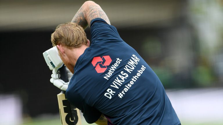 Ben Stokes wearing key worker's name on shirt