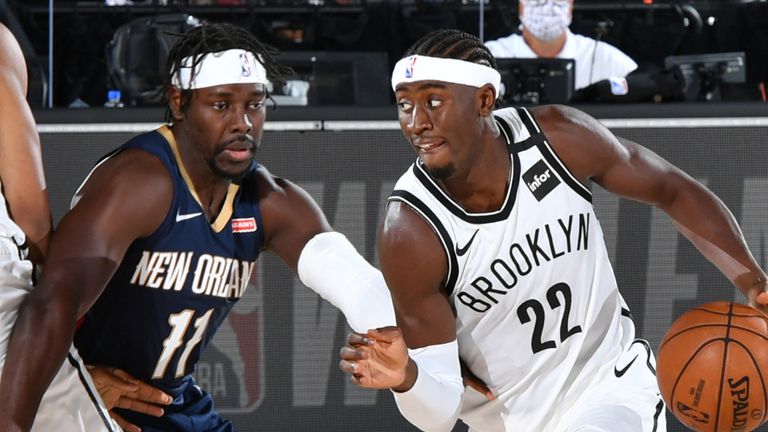 Caris LeVert attacks against the New Orleans Pelicans