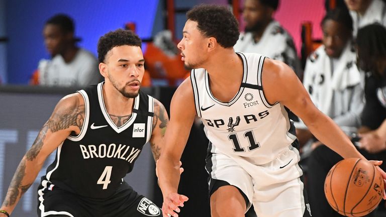 Chris Chiozza plays defense against Bryn Forbes