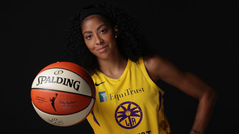Los Angeles Sparks star Candace Parker pictured at the WNBA 2020 media day