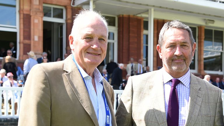 Former England captains John Emburey (L) and Graham Gooch at the 2019 Lord's Ashes Test