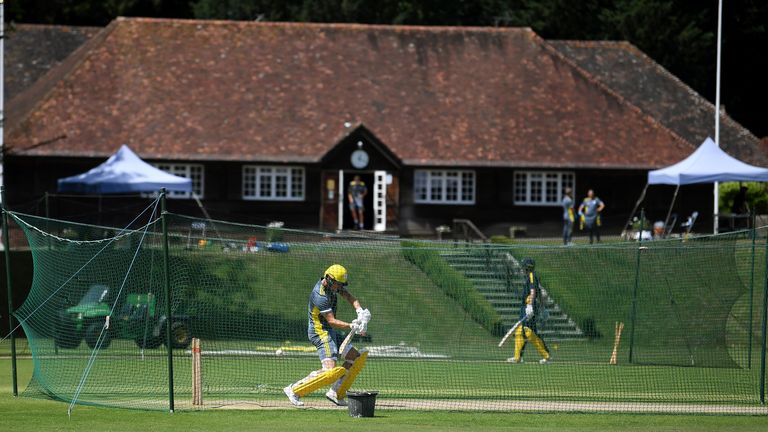 Hampshire players train at Arundel ahead of the shortened 2020 season