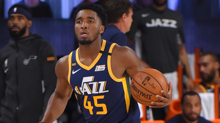 Donovan Mitchell controls possession against the Brooklyn Nets