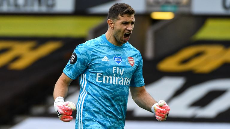 Martinez celebrates during Arsenal's 2-0 win over Wolves