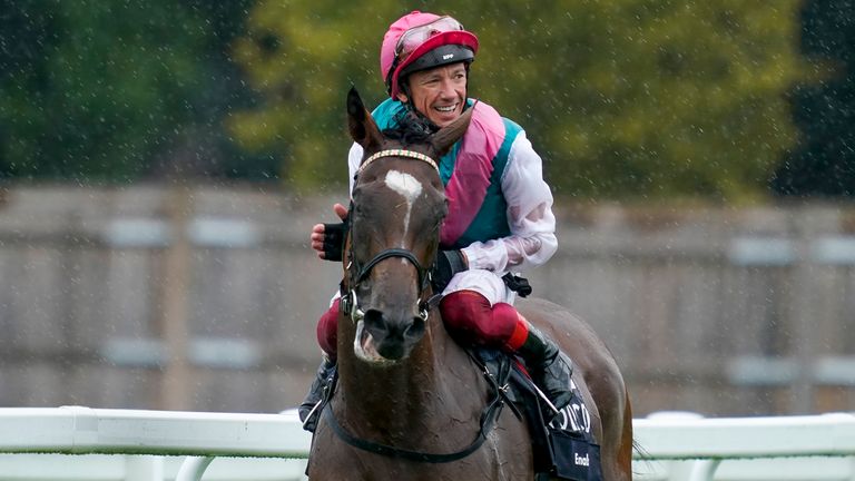ASCOT, ENGLAND - JULY 25: Frankie Dettori after riding Enable to win The King George VI And Queen Elizabeth Qipco Stakes at Ascot Racecourse on July 25, 2020 in Ascot, England. 