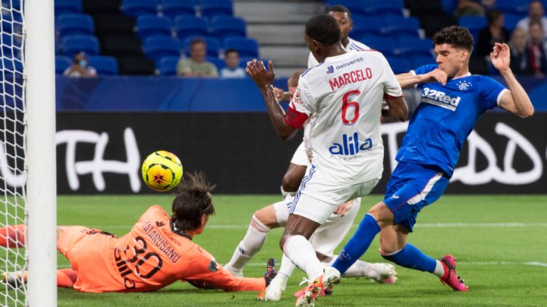 Ianis Hagi scores a goal against Lyon
