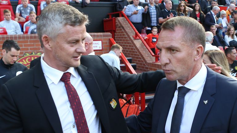 Manchester United manager Ole Gunnar Solskjaer and Leicester City boss Brendan Rodgers