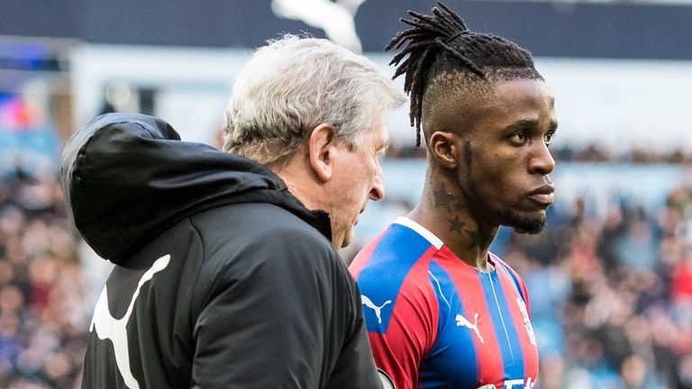 Wilfried Zaha and Crystal Palace manager Roy Hodgson