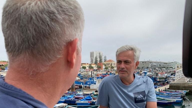 Sky Sports News reporter Gary Cotterill with Mourinho during an interview in Portugal last year