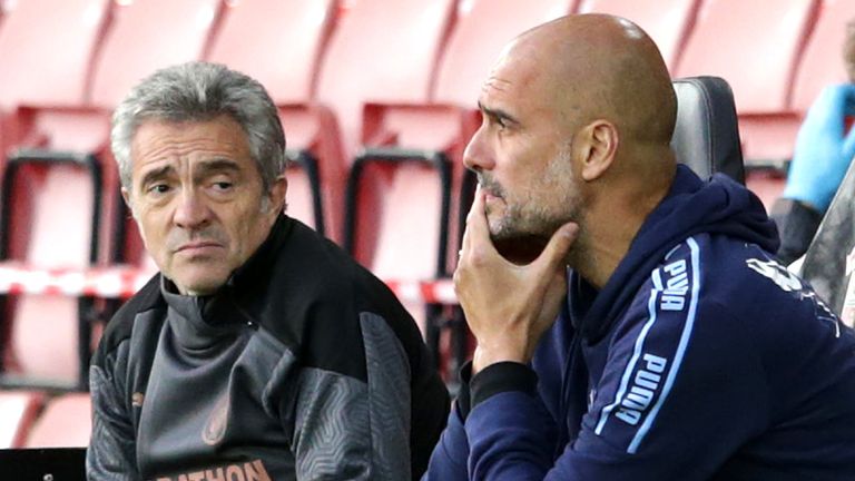 Guardiola watches on from St Mary's as his side slumped to defeat