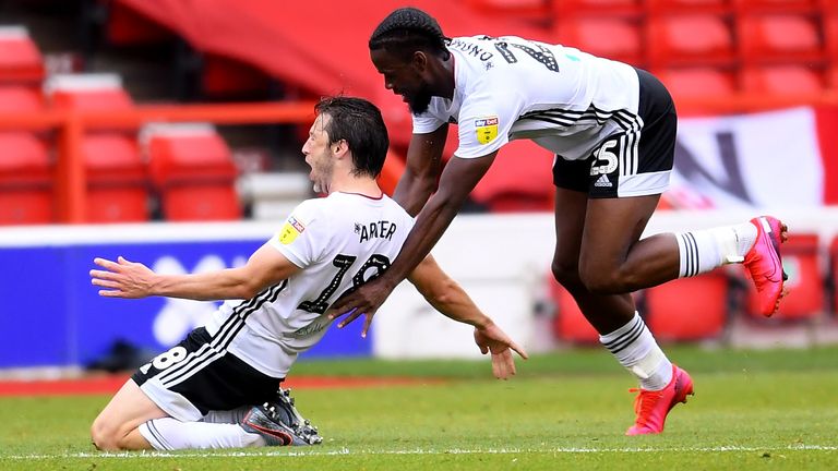 Harry Arter celebrates after scoring for Fulham against Nottingham Forest