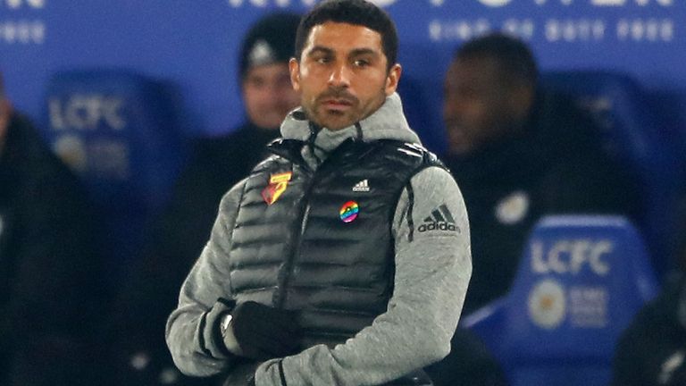 Hayden Mullins, Interim Manager and U23 Coach of Watford looks on during the Premier League match between Leicester City and Watford FC at The King Power Stadium on December 04, 2019 in Leicester, United Kingdom.