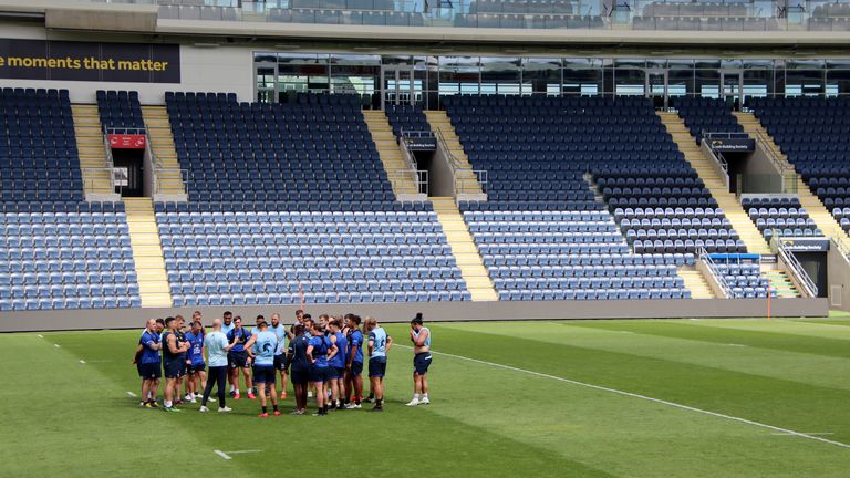 Leeds Rhinos squad back in training for the first time at home ground Headingley