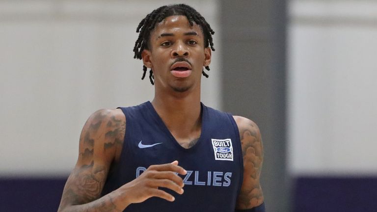 Ja Morant in action during a Memphis Grizzlies workout in Orlando