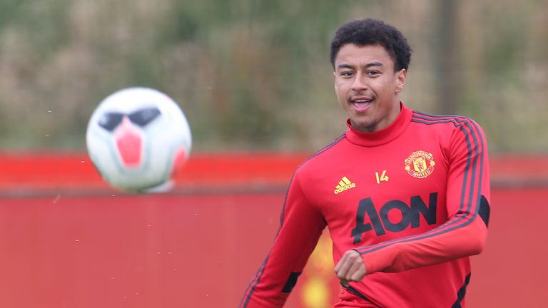 Jesse Lingard at Manchester United training session