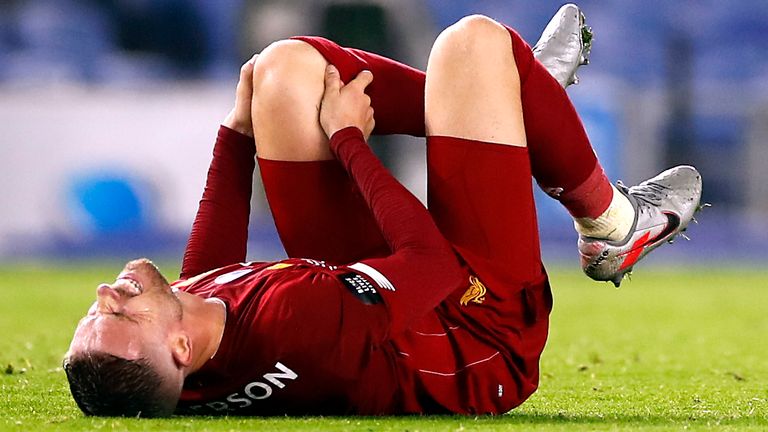 Jordan Henderson suffered a knee injury against Brighton