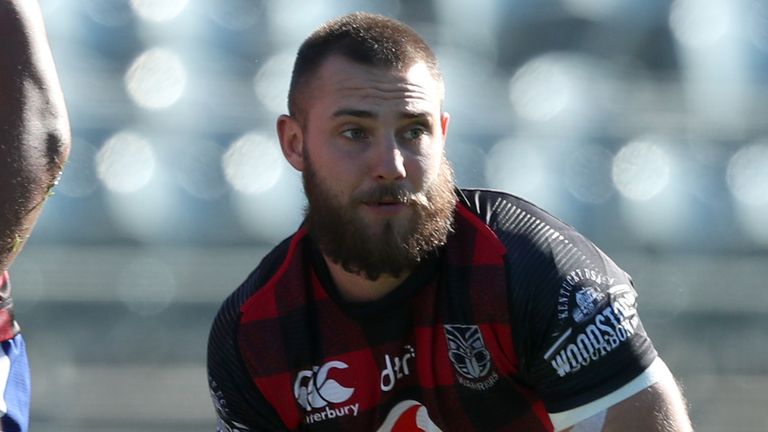 GOSFORD, AUSTRALIA - JUNE 24: Karl Lawton during a New Zealand Warriors NRL training session at Central Coast Stadium on June 24, 2020 in Gosford, Australia. (Photo by Tony Feder/Getty Images)