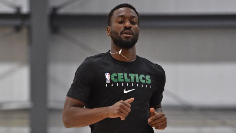 Kemba Walker of the Boston Celtics runs during practice as part of the NBA Restart