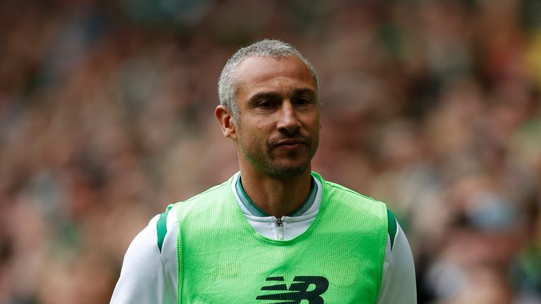 GLASGOW, SCOTLAND - MAY 20:  Henrik Larsson of Celtic is seen during the Scott Brown testimonial match between Celtic and Republic of Ireland XI at Celtic Park on May 20, 2018 in Glasgow, Scotland. (Photo by Ian MacNicol/Getty Images)