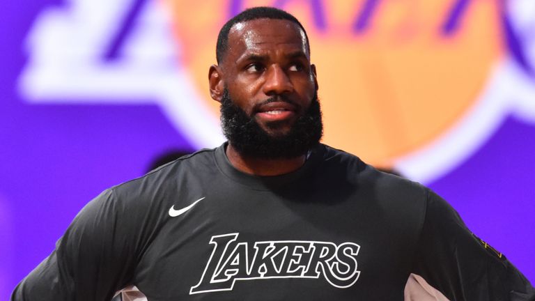 LeBron James addresses the media inside the NBA&#39;s bubble